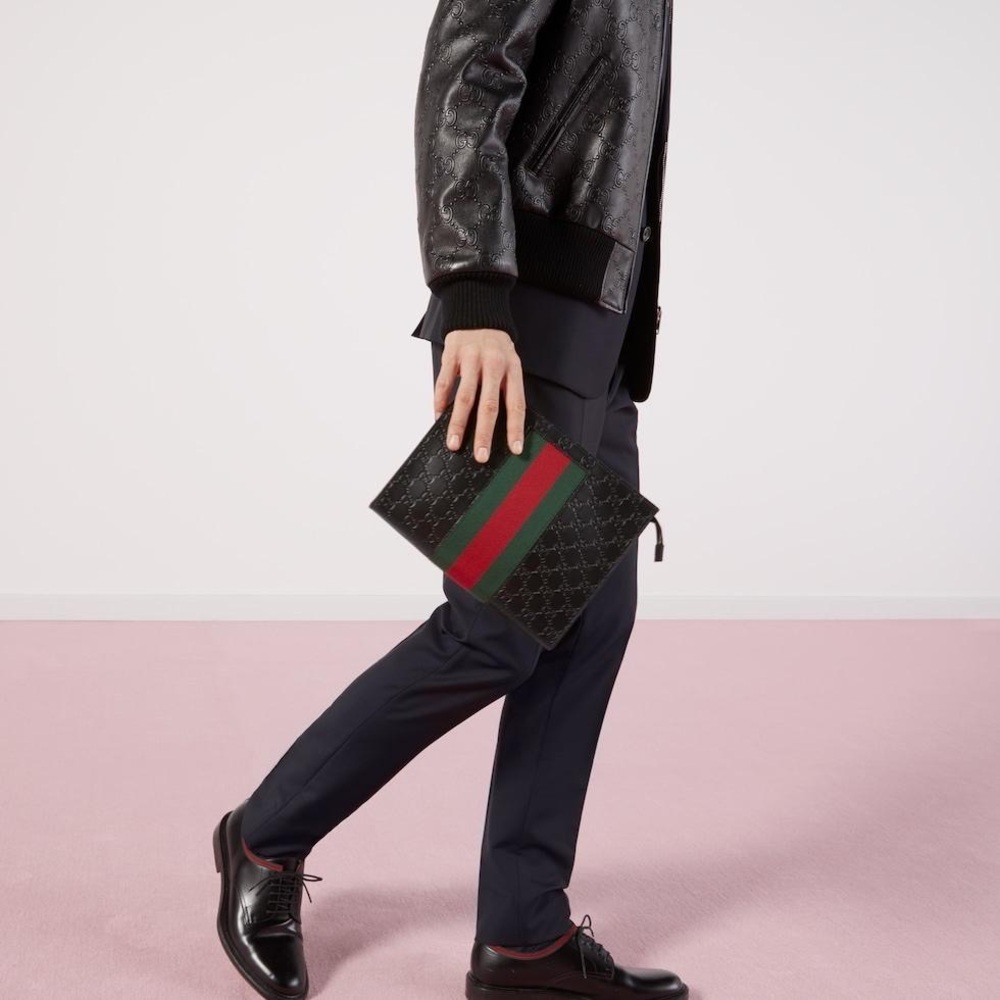 Gucci Signature Web Pouch - Black NWT